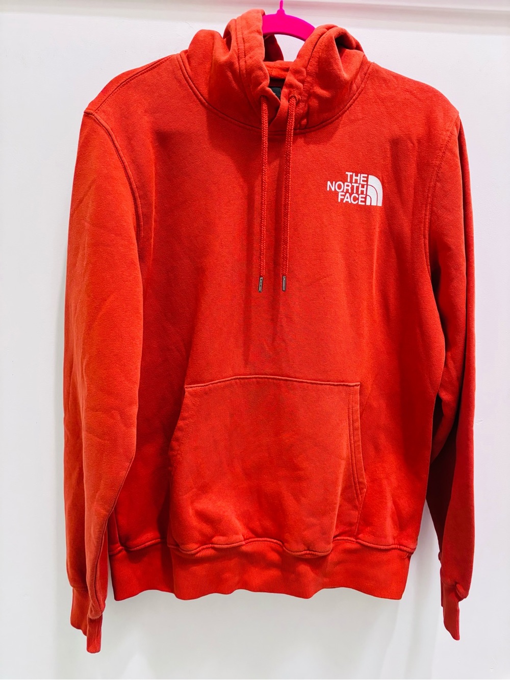 The North Face Men's Orange Pullover Hoodie with Logo